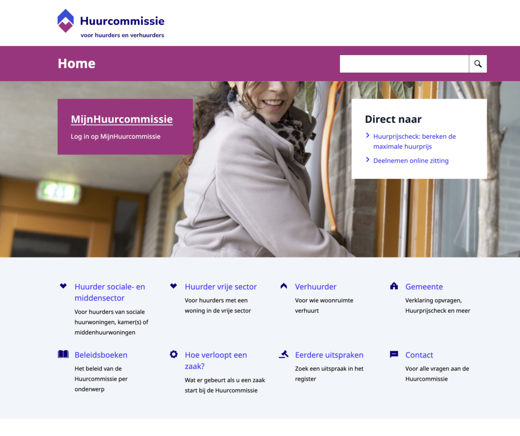 Huurcommissie homepage: the Dutch rent tribunal where tenants enforce their tenant rights