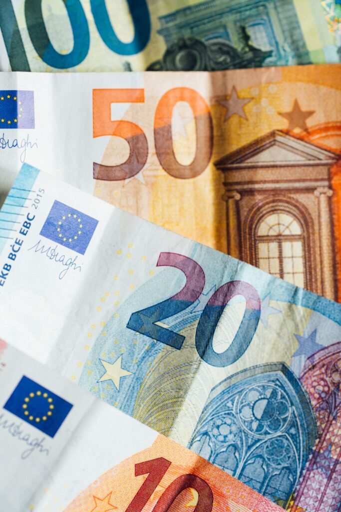 Euro banknotes illustrating how to send money to the Netherlands